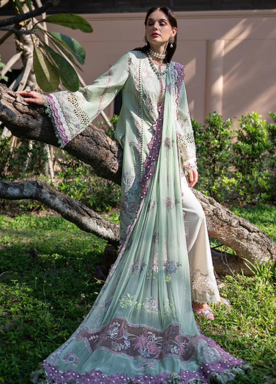 Alif By AJR Couture Signature Luxury Embroidered Lawn 3 Piece Unstitched Suit AJRC24ASLL-10 AURA