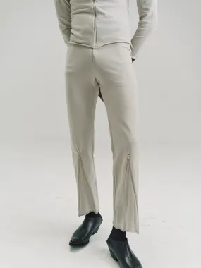 Beige Nylon No.152 Knitted Zipper Trousers