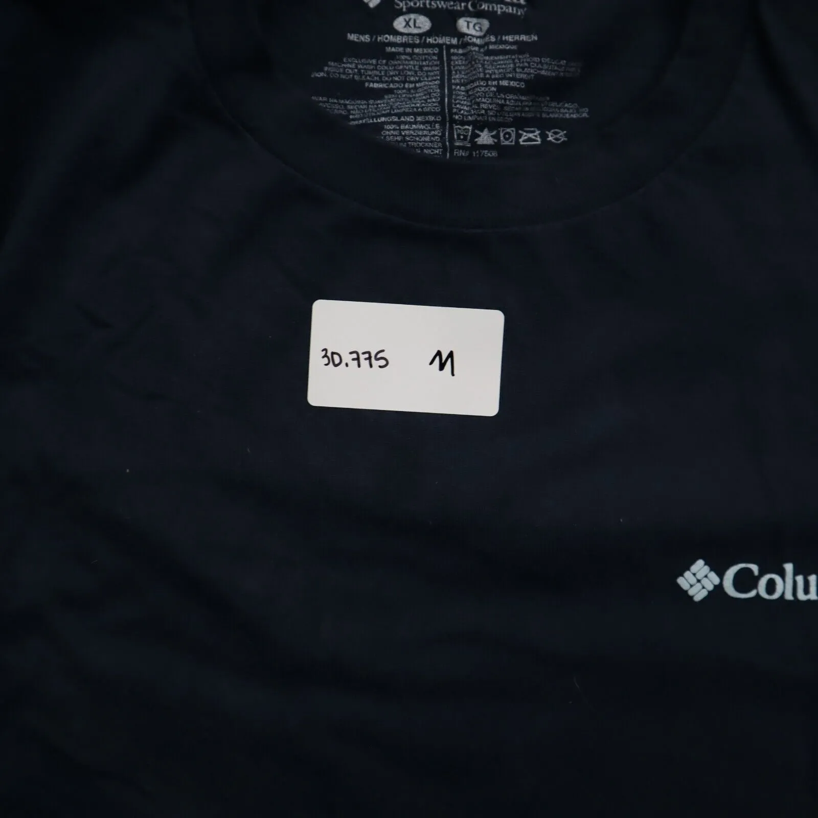 Colombia Sportswear Mens T-Shirt Crew Neck Short Sleeve 100% Cotton Blue Size XL