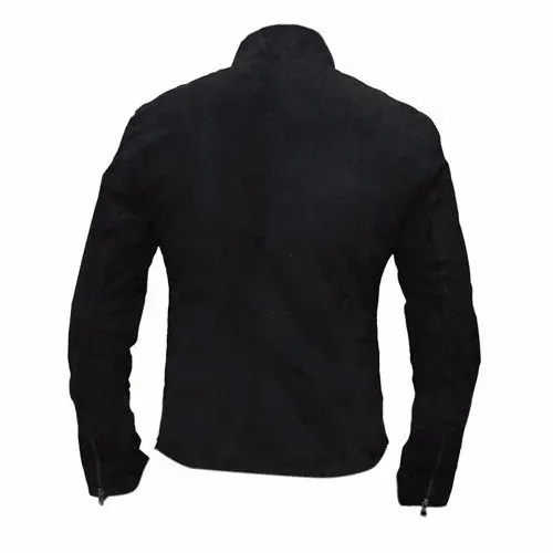 James Bond Men's Black Leather Suede  Jacket