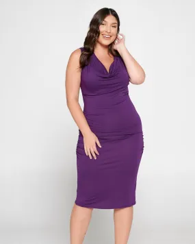 Kim Cowl Neck Midi Dress | Purple