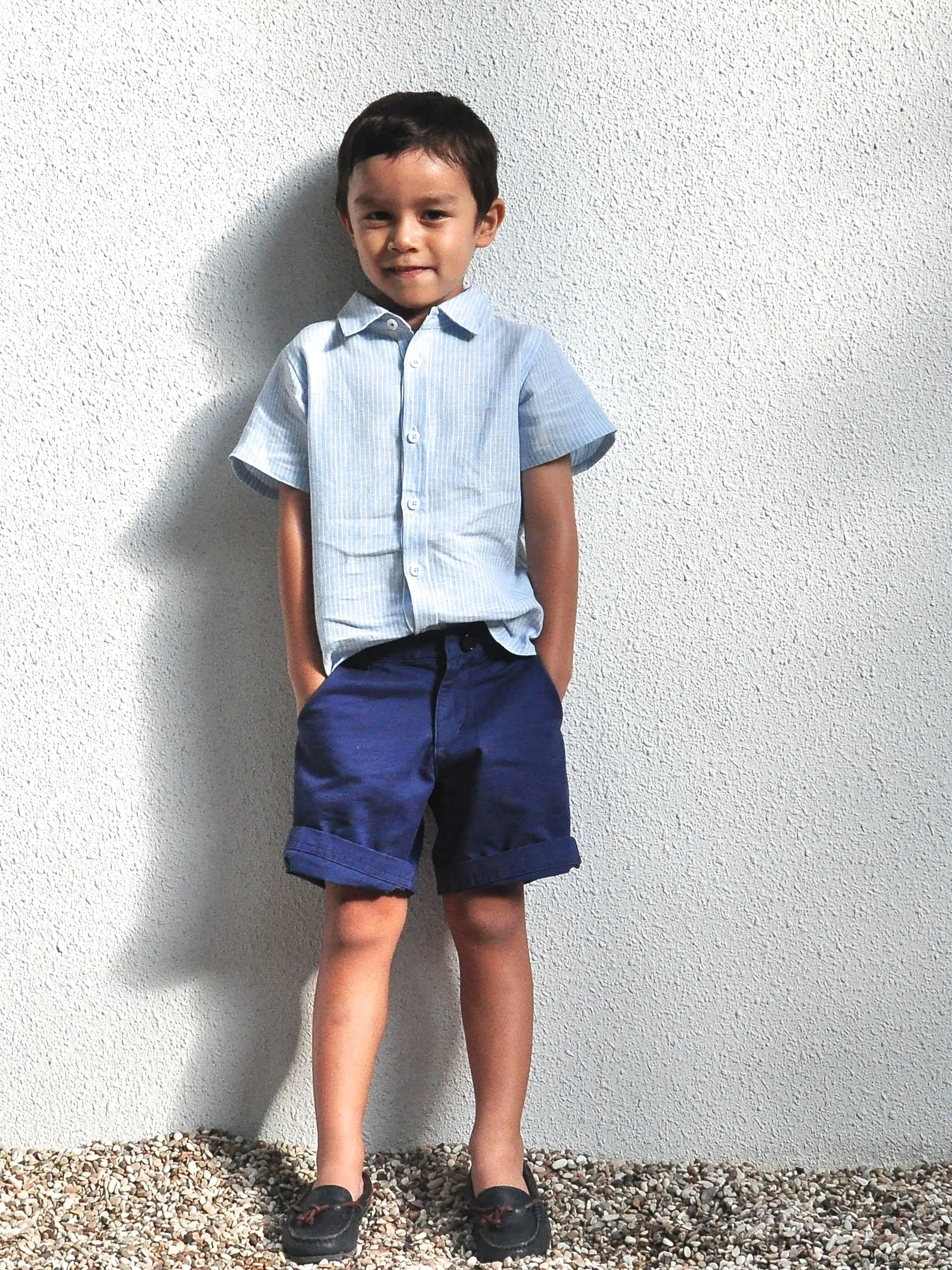 Linen Shirt Short Sleeves Blue