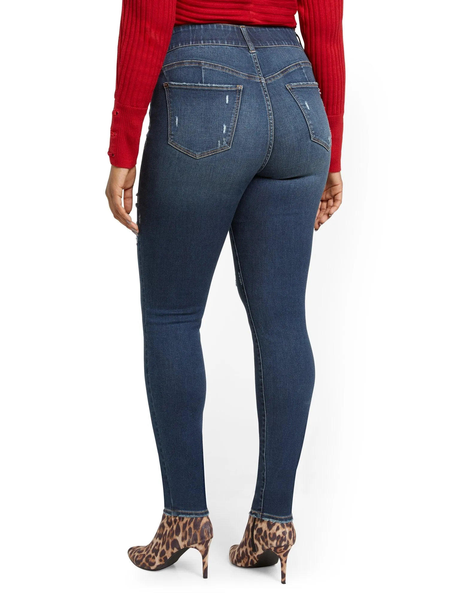 Mya Curvy High-Waisted Sculpting No Gap Super-Skinny Ankle Jeans - Cowboy Blue