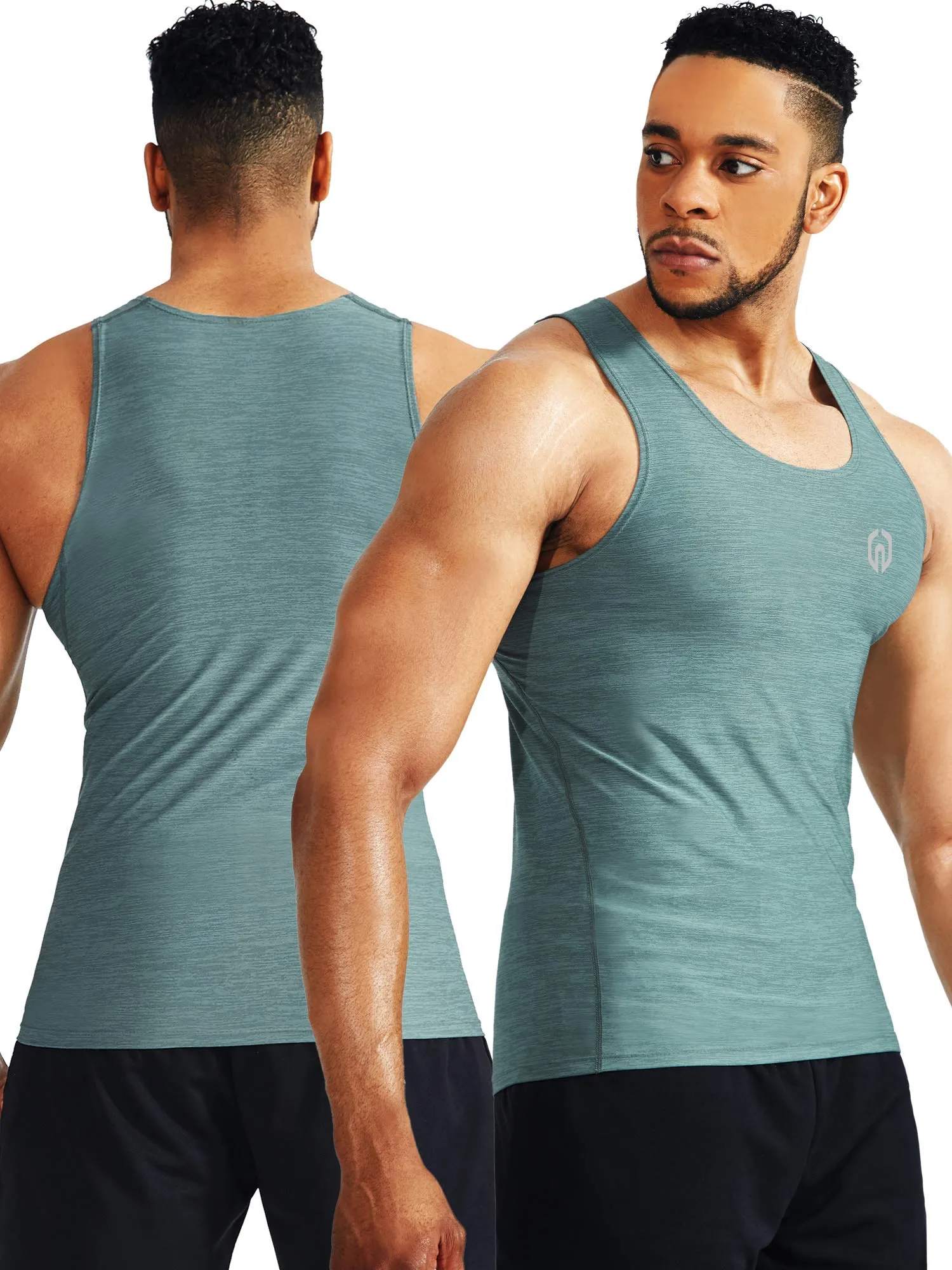 NELEUS Men's 3 Pack Compression Tank Top Tight Muscle Shirts,5074,Light Green/Slate Gray/Red,US S,EU M