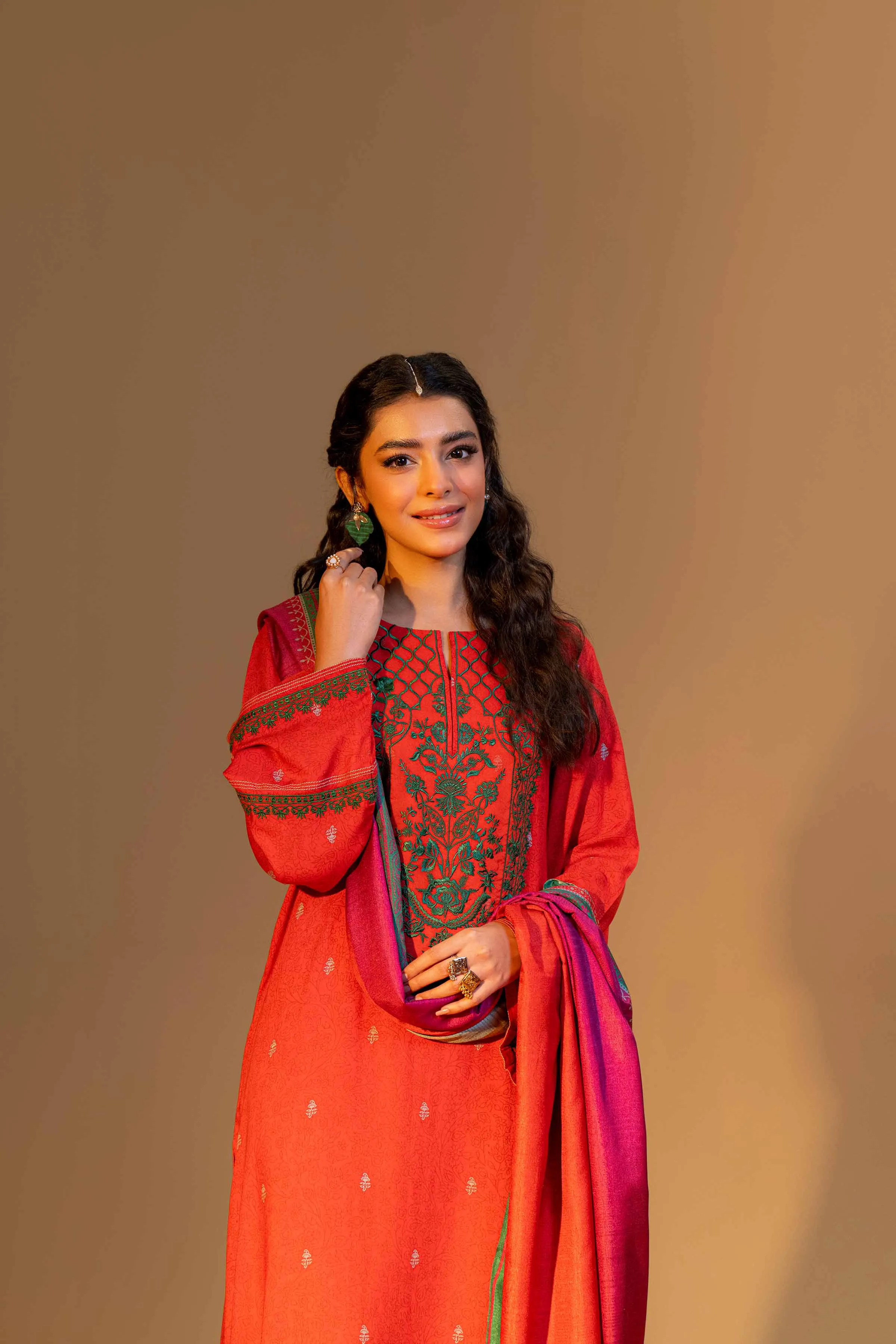 Nishat Linen Silk Collection – 3 Piece - Printed Embroidered Suit - 42306472