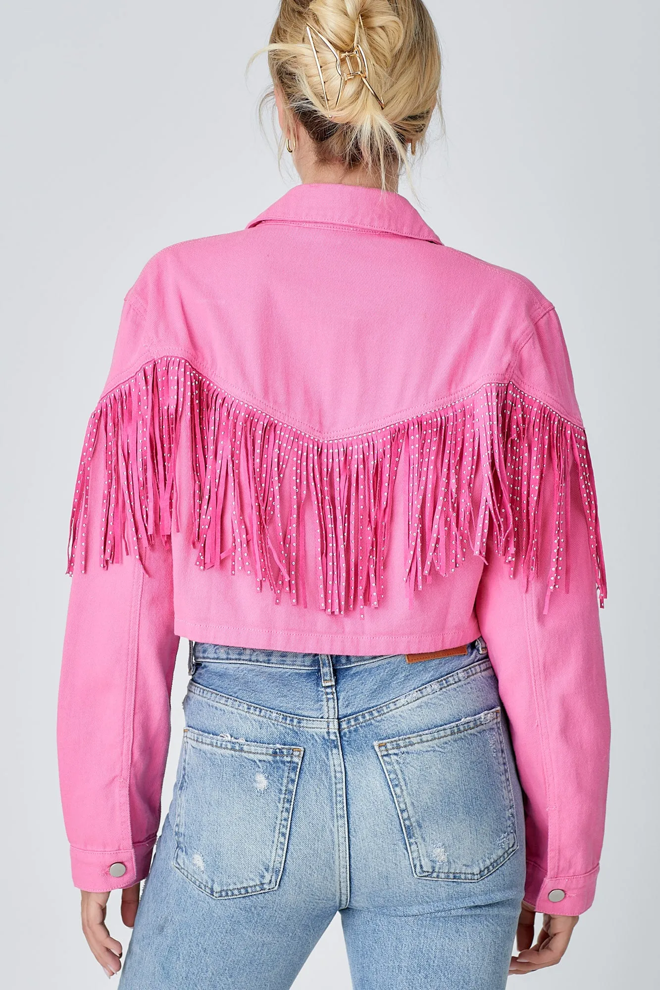 Stockyard Fringe Jacket - Fuchsia
