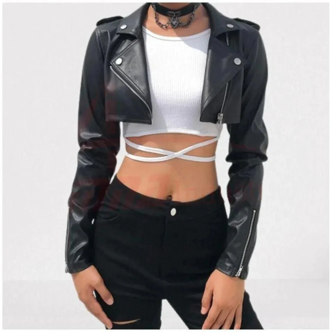 Women's Extreme Cropped Leather Jacket
